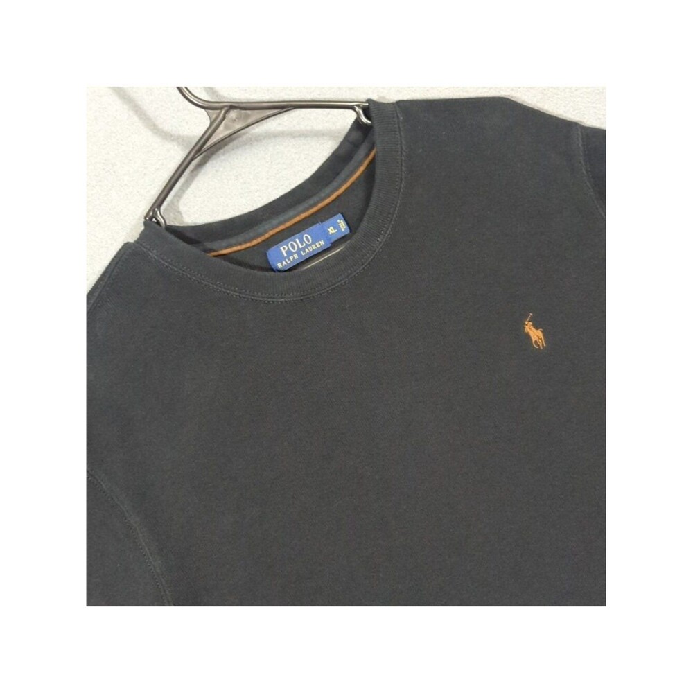 Polo Ralph Lauren Crew Neck Sweatshirt Men's XL Black Heavyweight Cotton Preppy